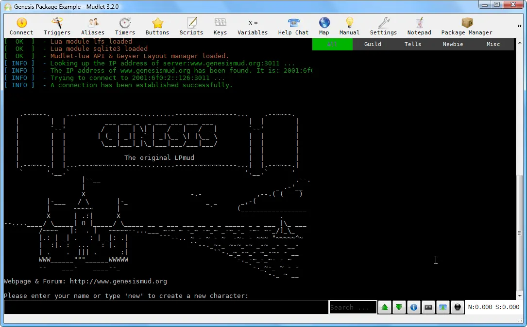 Genesis LPMud gameplay screenshot 2