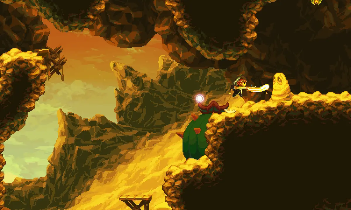 Heart Forth Alicia heroine fighting a large desert boss with health and magic interface visible