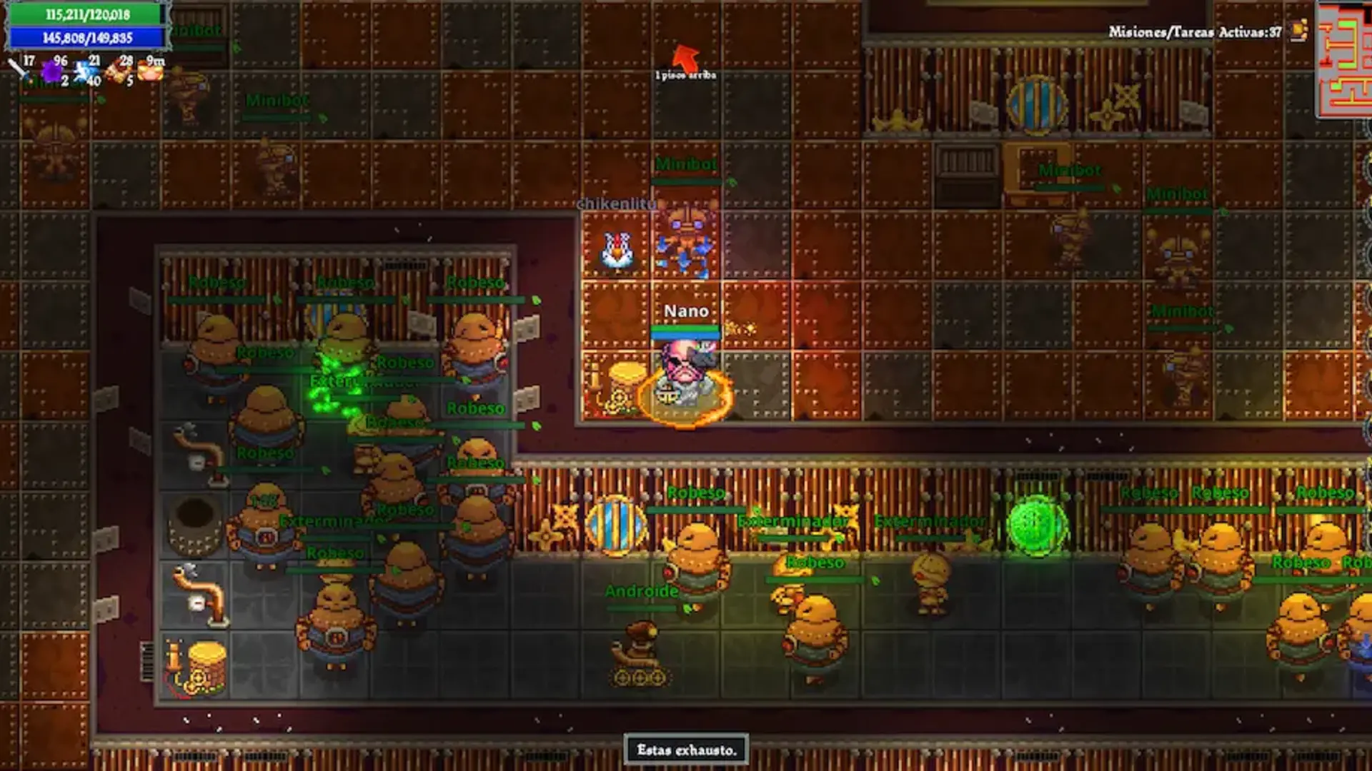 Kakele Online players gathering inside a steampunk workshop