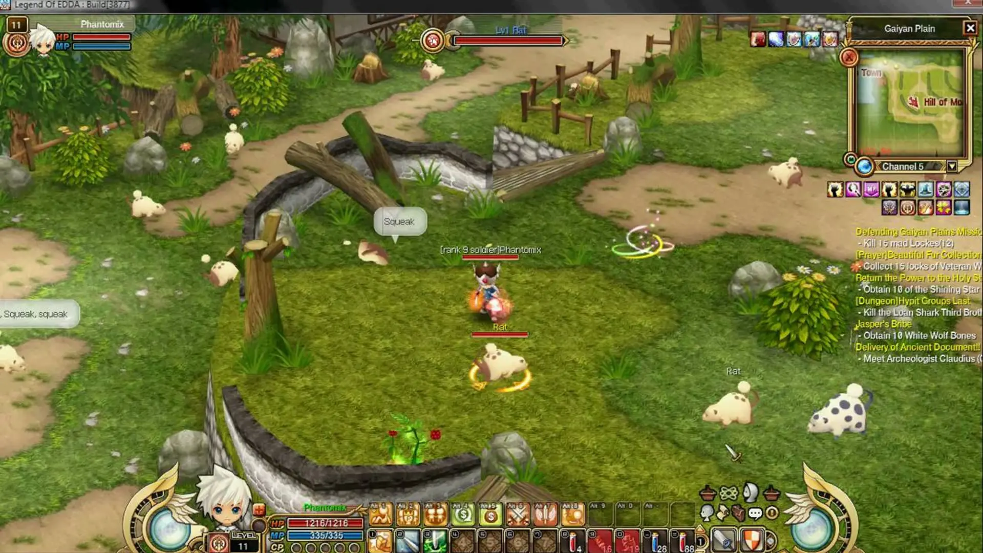 Legend of Edda Phantomix character fighting rats in Gaiyan Plains
